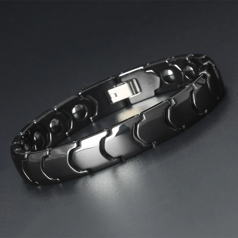 Black Color TrustyLan Здоровый Магнитный браслет для мужчин блестящий и гладкий черный/белый керамический мужской браслет дружбы баланс мужчин s нарукавник - Окраска металла: Black Color