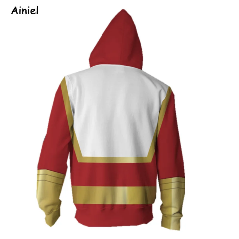 Captain Shazam Cosplay Costumes Coat Billy Batson Hoodies Sweatshirts 3D Printed Zipper Jacket Adult Kids | Тематическая одежда и