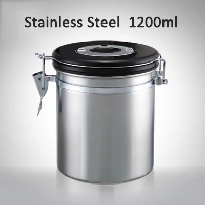 Stainless Steel 1200 Кофейная банка из нержавеющей стали с выпускным клапаном, резервуар для хранения кофейных зерен, запечатанные банки, резервуары для хранения, банки с крышкой, инструменты для сушеных фруктов - Цвет: Stainless Steel 1200
