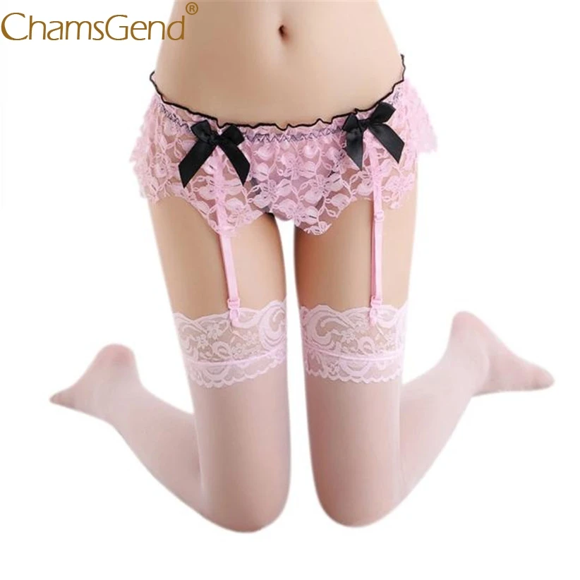 Chamsgend интимные женские сексуальные кружевные подвязки Linegrie с оборками бантиком и