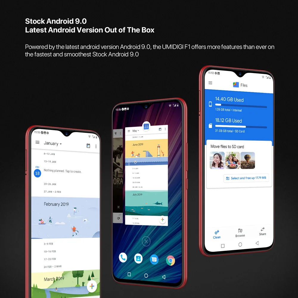 UMIDIGI F1 Play 6.3inch FHD+ 6GB+64GB 48MP Android 9.0 Helio P60 Octa Core 5150mAh 18W OTG NFC 4G Unlocked Smartphone