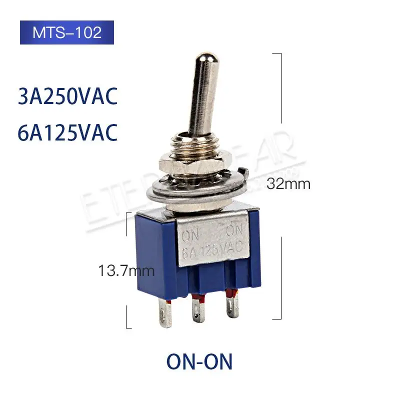 MTS-102 SPDT запирающий переключатель выключатель 6A 125V MTS-102 103 MTS-202 203 3A 250 AC мини 3 6PIN ON-ВКЛ-ВЫКЛ-на Кулисные Переключатели света моторы - Цвет: MTS-102