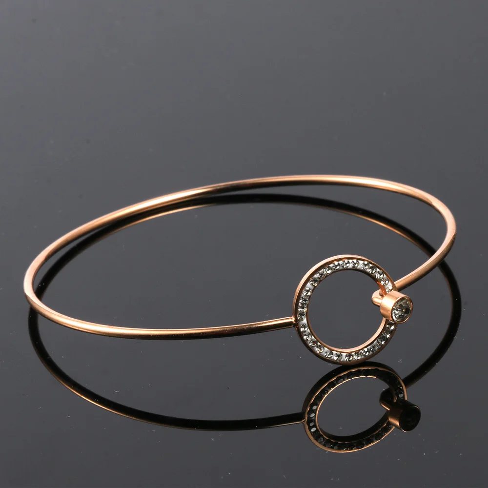 SHE WEIER chain bracelets &amp bangles stainless steel bracelet women femme charms gifts for girls braslet bizuteria zircon round |
