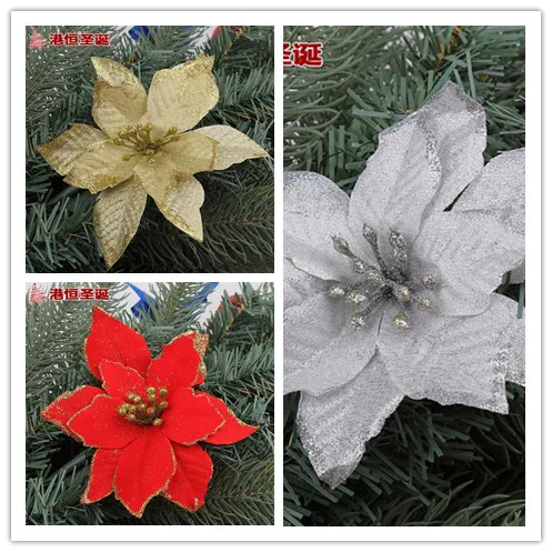 Искусственный цветок новый xmastree украшения Флокирование Рождественский для