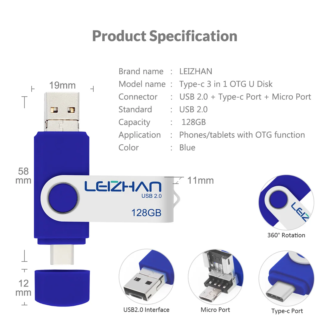 LEIZHAN android type c usb флеш накопитель dirve otg Флешка USB C фото палка micro память устройство