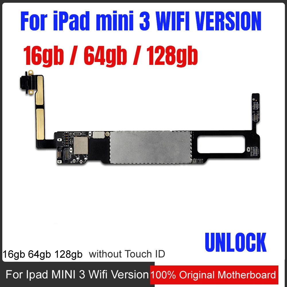 16 Гб/64 Гб/128 ГБ для Ipad mini 3 материнская плата Wifi разблокированная материнская плата для Ipad mini 3 материнская плата с/без Touch ID