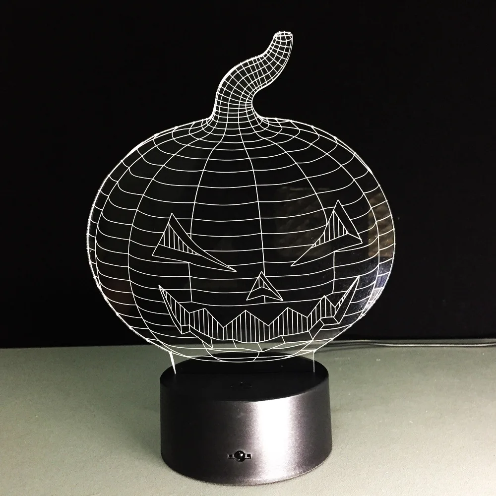 Семь цветов! 3d красочная визуальная светодиодная акриловая лампа в виде тыквы на