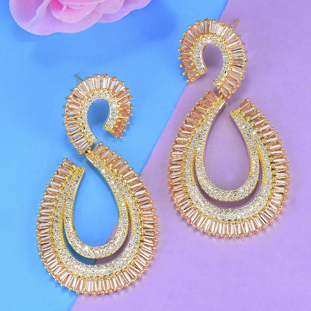 Весенняя коллекция роскошные женские серьги GODKI с фианитом 52 мм|Серьги-гвоздики| |