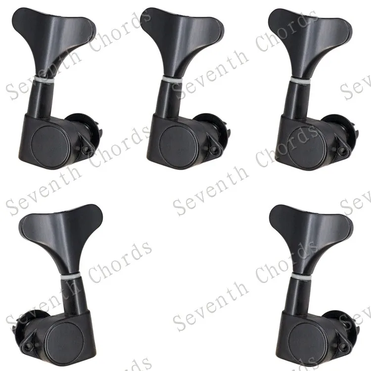 Black A Set of 1L4R Набор 5 шт. бас-гитара струнные колышки Тюнеры машинные головки для 5 струн Замена баса-рыбы кнопки «хвост» - Цвет: Black A Set of 1L4R
