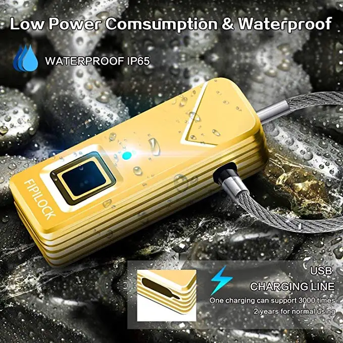 

Smart Portable Fingerprint Lock Waterproof Biometric Keyless Padlock Anti-theft Safety Lock for Travel Outdoor