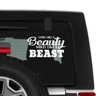 Виниловая наклейка выглядит как красавица, колесо как зверь, наклейки для украшения автомобиля Jeep Girl, забавные цитаты, украшение для внедорожника
