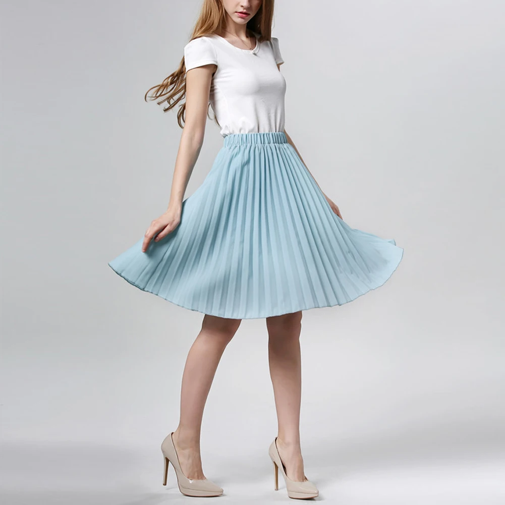 Модная элегантная плиссированная юбка Осень зима 2017 шифоновая тонкая с высокой