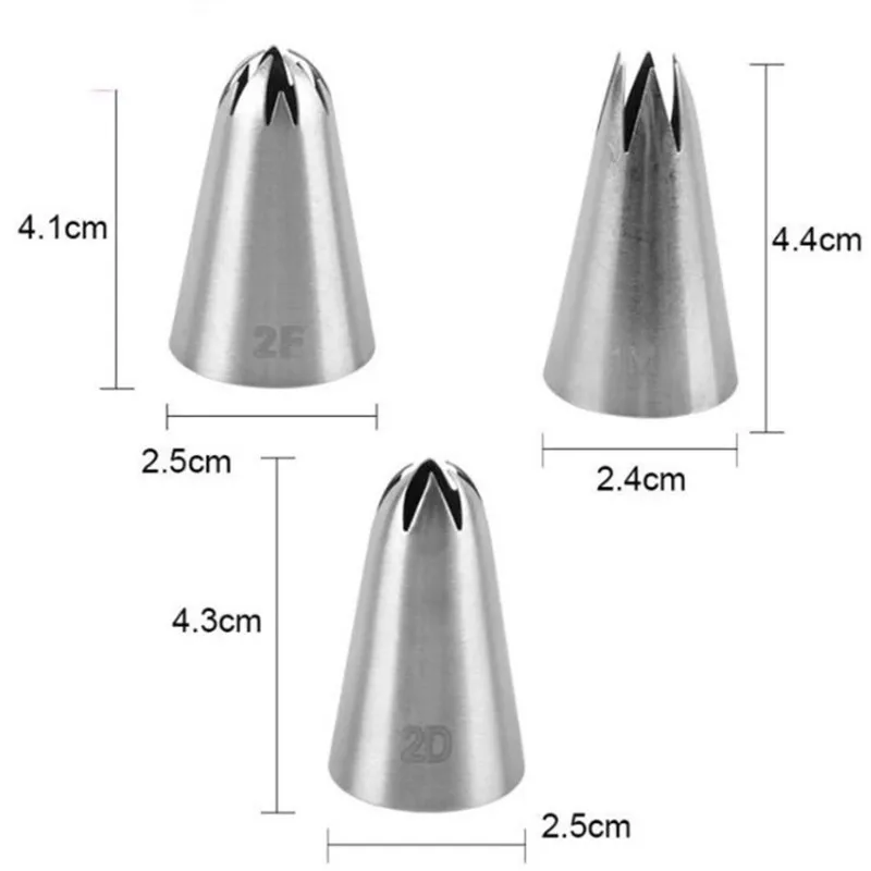 3pcs/set Big Size Cream Cake Icing Piping Russian Nozzles Pastry Tips Stainless Steel Fondant Decorating Tools | Дом и сад