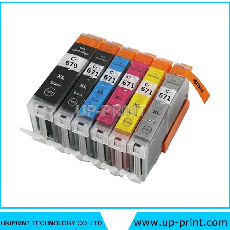 6 шт. PGI670 PGI 670 XL CLI671 совместимые картриджи для Canon PIXMA MG7760 MG7765 MG7766 |