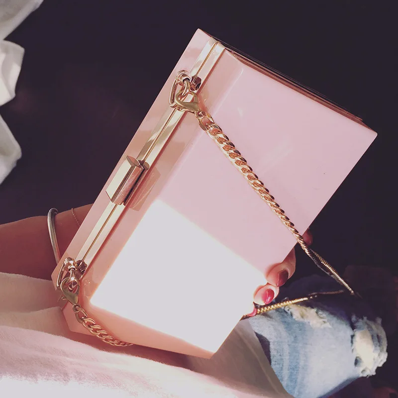 It's Yiiya 2018 Pink Black Women Acrylic Handbags Fashion Designer Chains Messenger Bag Shoulder Handbag GW8079 | Багаж и сумки