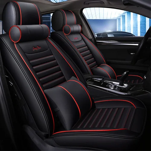 Black red Новые роскошные автомобильные чехлы из искусственной кожи для Ford mondeo Focus Fiesta Edge Explorer aurus S-MAX F-150 автомобильные аксессуары - Название цвета: Black red