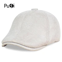 hl113 real leather baseball cap hat winter warm russian old men beret newsboy ear flap caps hats with real wool fur inside