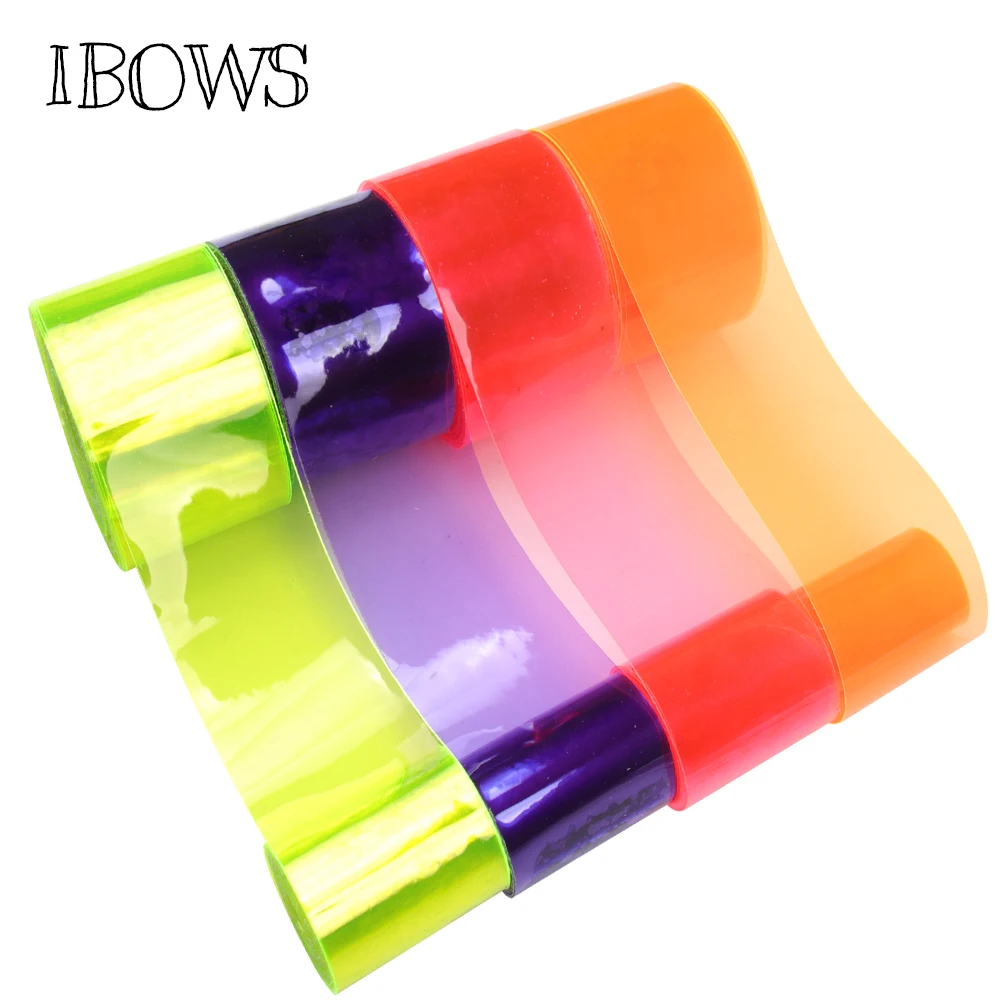

IBOWS 5yards 38mm Jelly Ribbon Transparent Leather Ribbon for Decorative DIY Hair Bow Belt Accessories Handmade Crafts Materials