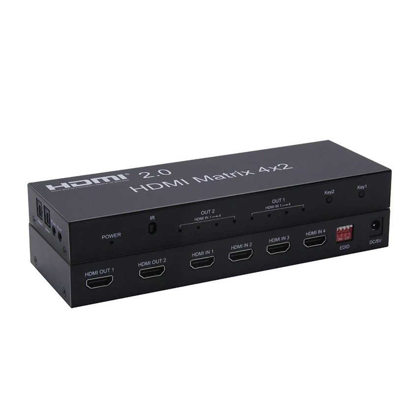 2,0 HDMI матрица 4x2 4K@ 60Hz HDR переключатель сплиттер 4 в 2 Выход YUV 4:4:4 оптический SPDIF+ 3,5 мм разъем аудио экстрактор HDMI коммутатор