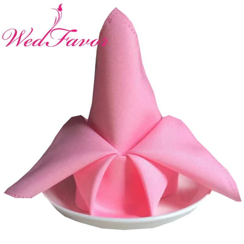 Pink WedFavor 50 шт. 45x45 см Visa полиэфирные столовые салфетки для ужина, льняные носовые платки для свадебного праздника в отеле - Цвет: Pink