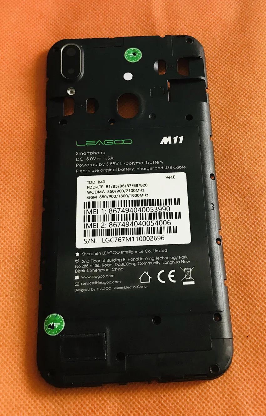 Б/у оригинальная задняя рамка + объектив камеры для LEAGOO M11 MT6739 Quad Core Бесплатная