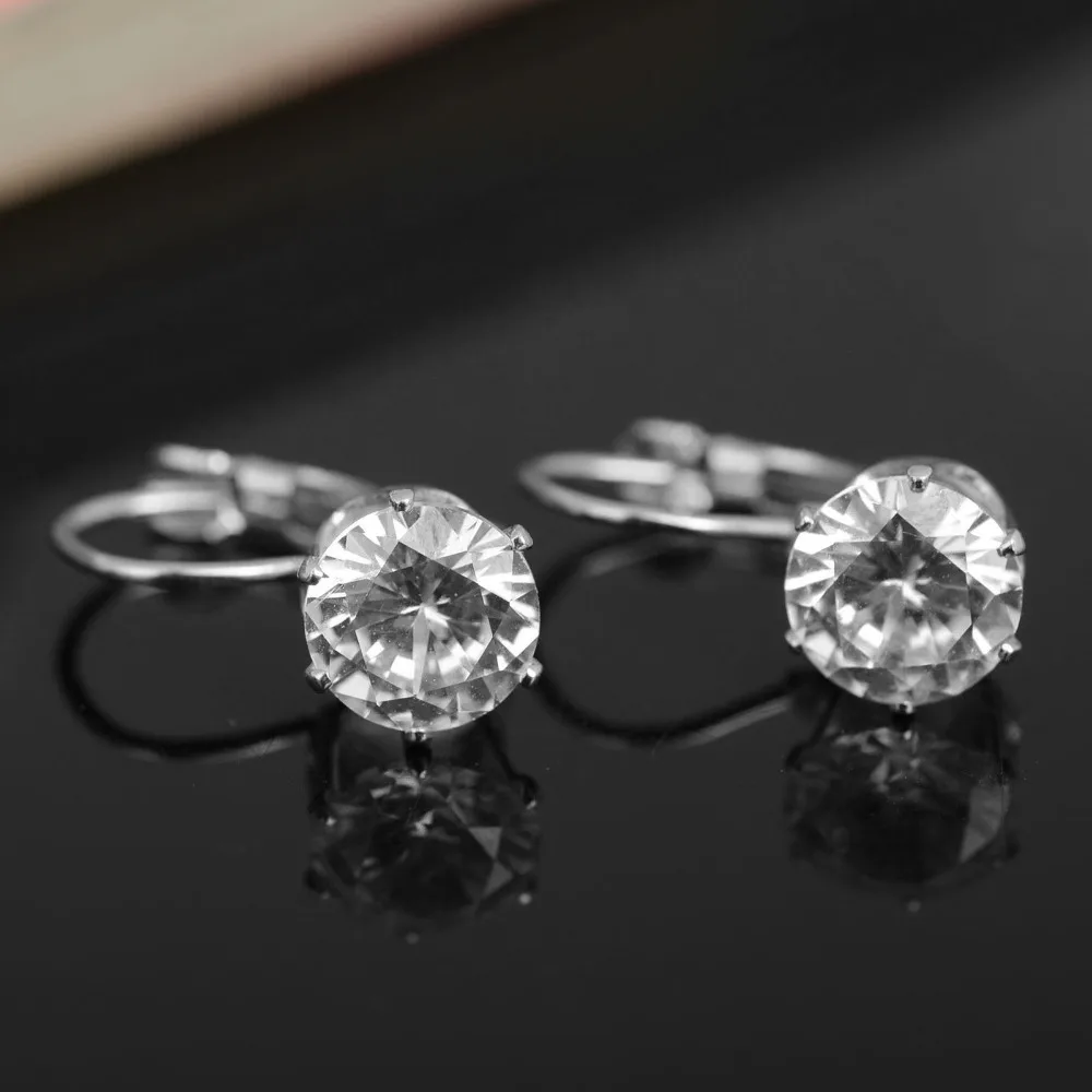 Женские Модные цвет серебристый Золотой Цвет белые серьги Стад горный хрусталь