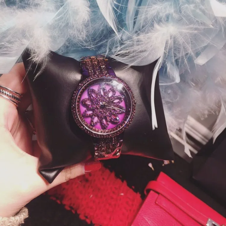 Часы Mashali женские кварцевые брендовые из нержавеющей стали Сияющие вращающиеся