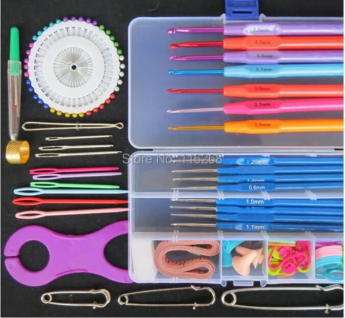 Швейные иглы набор для вязания цветные металлические пластиковые ручки крючком