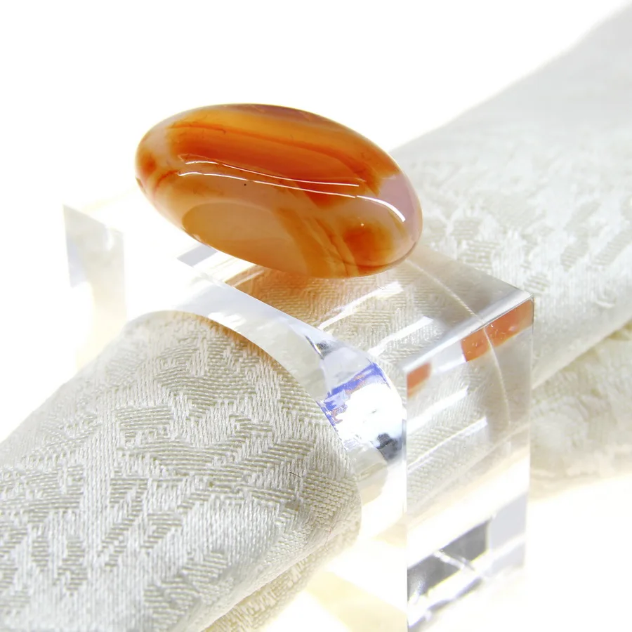 

free shipping natual stone agate napkin ring, bulk napkin holder for wedding 4 pcs