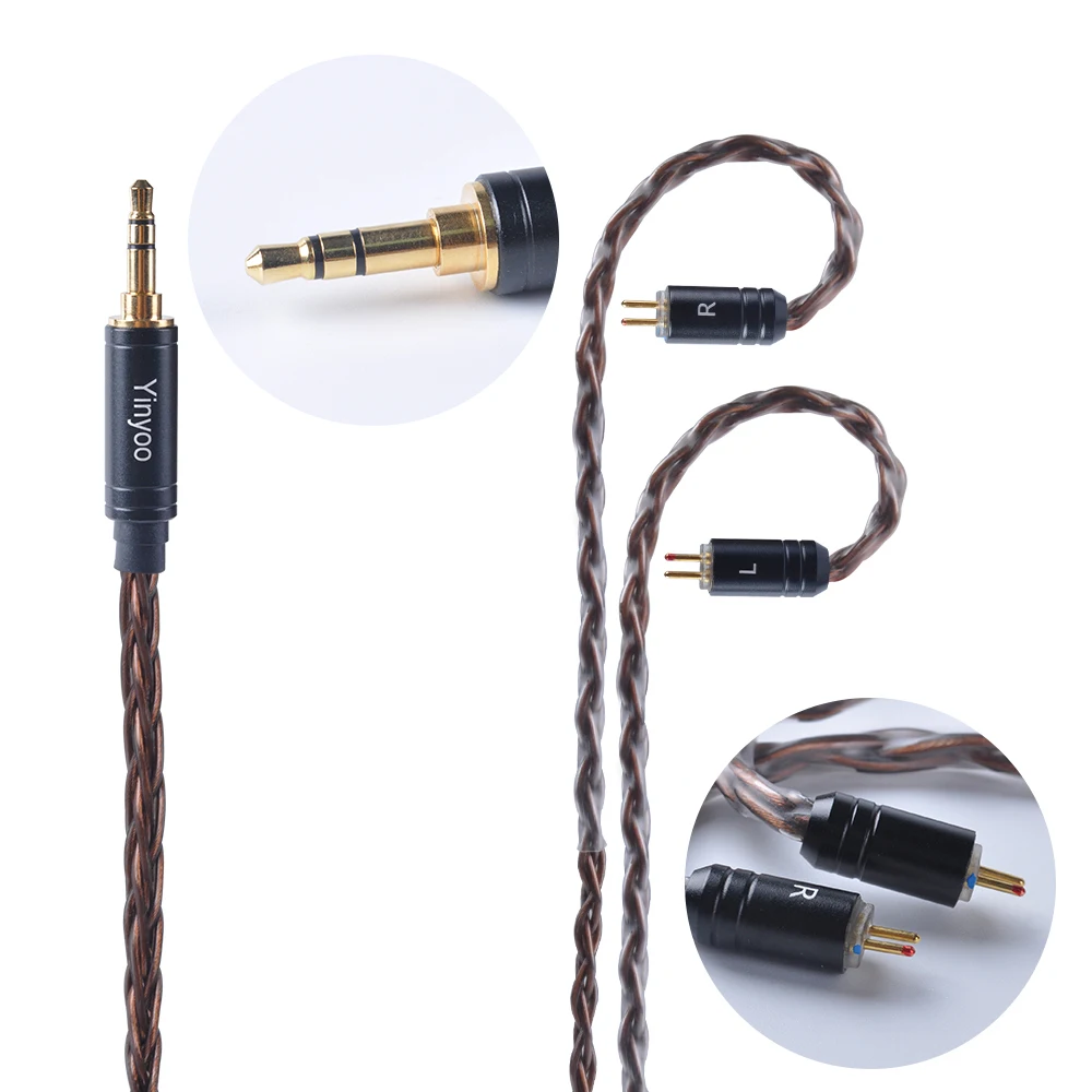 Yinyoo 8 Core посеребренный медный кабель с MMCX/2pin для AS10 ZS10 PRO ZS5 ZSX ZST CC10 C16 CA4 C12 V80 V90 QT5 QT2 TFZ