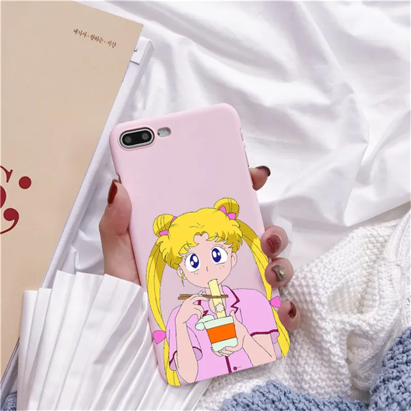 TPU Роза аниме японское Сейлор Мун каваи Кот Caso de Telefone Para o iphone 6 Puls S 7 8 Puls X Casos Macio Voltar Capa Funda Coque - Цвет: TPU
