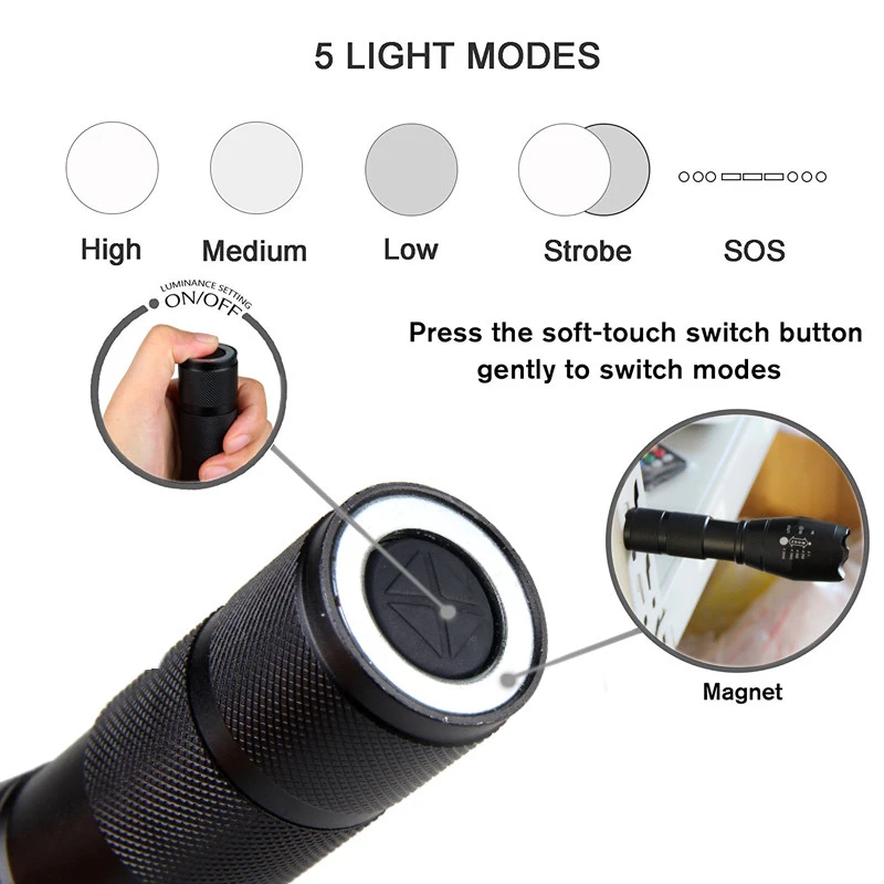 VastFire 3 Light color 350 Lumens Zoomable Focus LED Tactical Flashlight Hunt Torch | Лампы и освещение