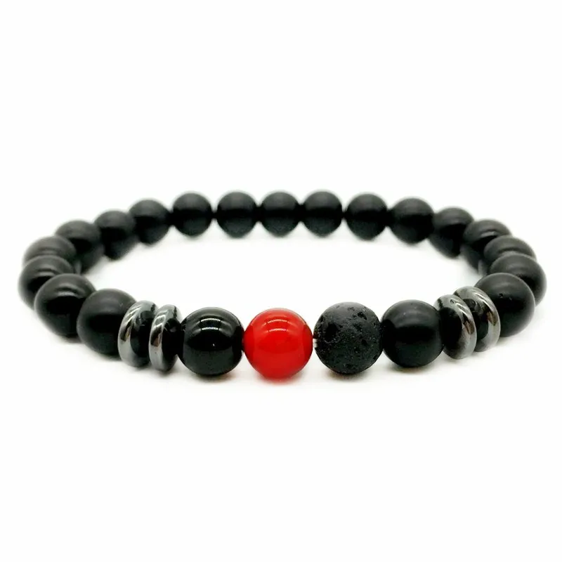 8 мм натуральный красный сердолик матовый черный браслет для мужчин и женщин