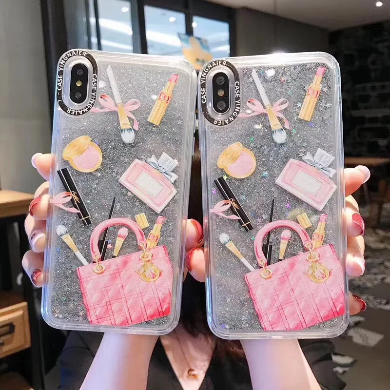Зыбучий песок чехол для iPhone X Xr Xs Max 7 7Plus 8 Plus жесткий пластик динамическая жидкость