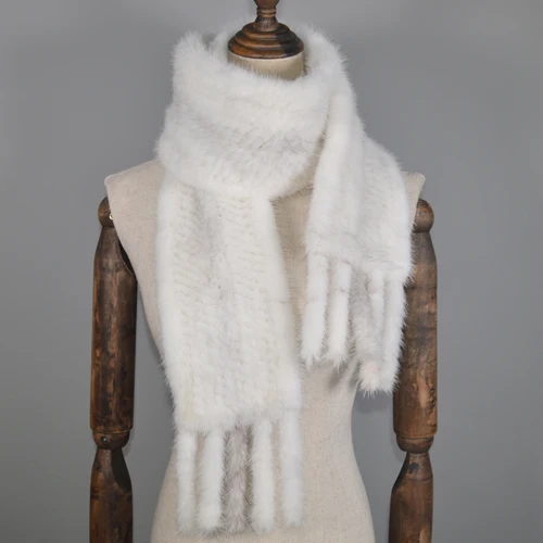 New Long Style Women Real Mink Fur Scarf Genuine Real Mink Fur Ring Scarfs Warm Soft Quality Knitted Real Mink Fur Shawl Scarves - Цвет: cross mink