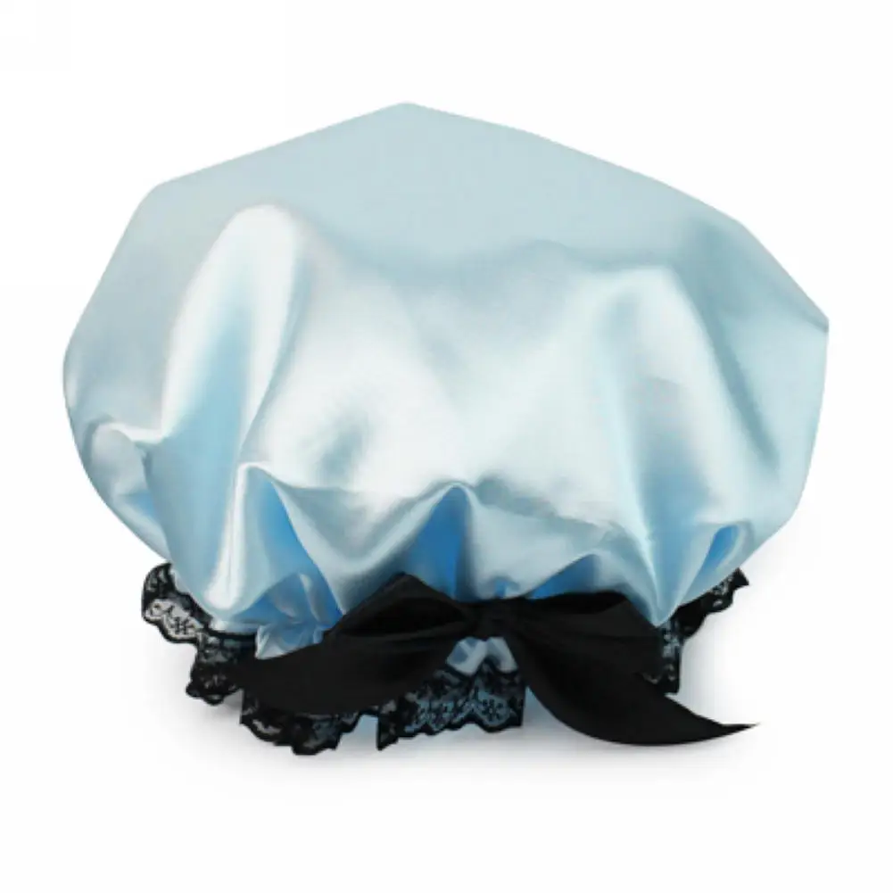 Водонепроницаемая шапочка для душа с розовой лентой и кружевным бантом|waterproof shower