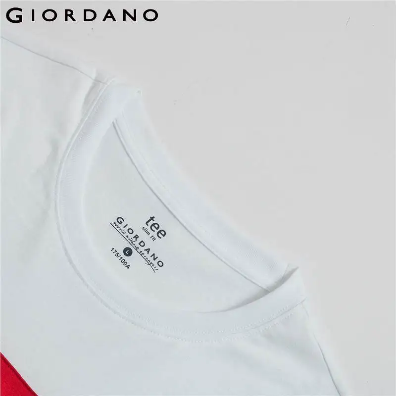 Giordano мужская футболка с короткими рукавами из натурального хлопка выполнена в