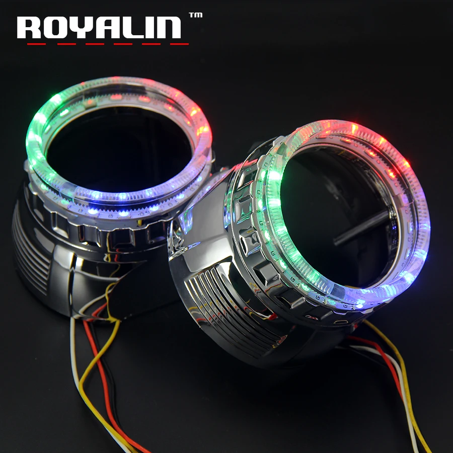 ROYALIN автомобиля светодиодный DRL RGB Ангельские глазки указатели поворота кожухи