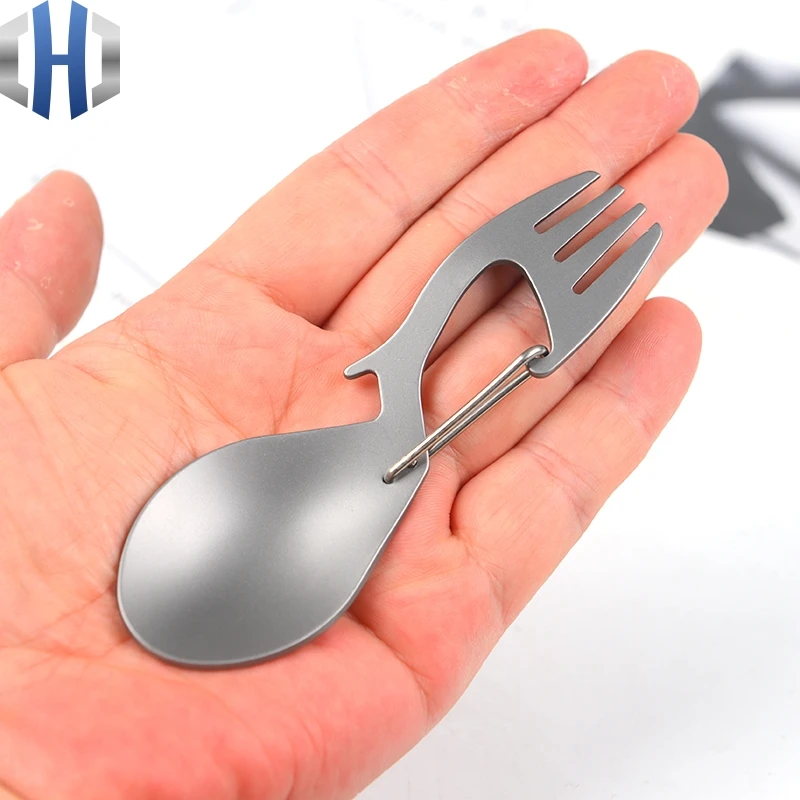 Pure titanium многофункциональная вилка ложка Титановая Ложка с открывалкой для бутылок вилка из нержавеющей стали ложка походная посуда