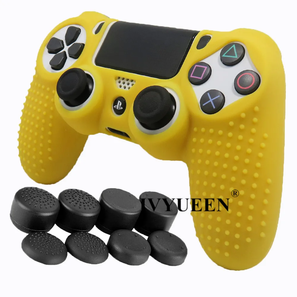 IVYUEEN Противоскользящий силиконовый чехол для защиты кожи для playstation 4 PS4 DS4 Pro тонкий контроллер с 8 аналоговыми рукоятками - Цвет: Цвет: желтый