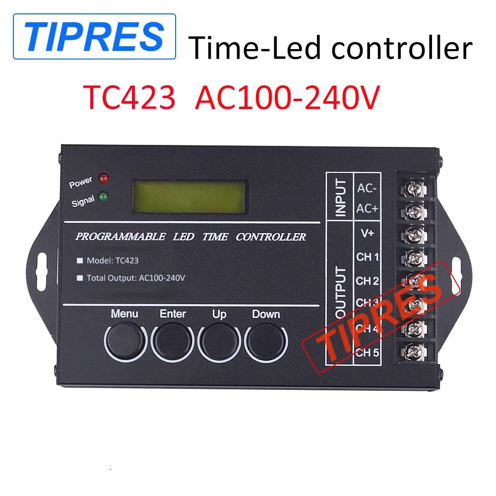 Время программируемый RGB светодиодный контроллер TC420 DC12V/24 V TC423 AC100V 240V 5 канальный