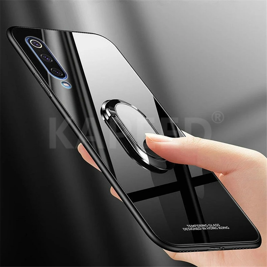 Стеклянный чехол для телефона Samsung Galaxy A50 A70, Роскошный чехол из закаленного стекла с зеркальным магнитным кольцом для задней крышки Samsung A30 A50, чехлы