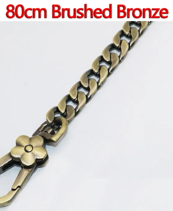80cm Brushed Bronze DIY металлическая сменная цепь, наплечная сумка, ремни 9 мм, золото, серебро, черный пистолет, матовая бронза, сумочка, кошелек, ручка, высокое качество - Цвет: 80cm Brushed Bronze
