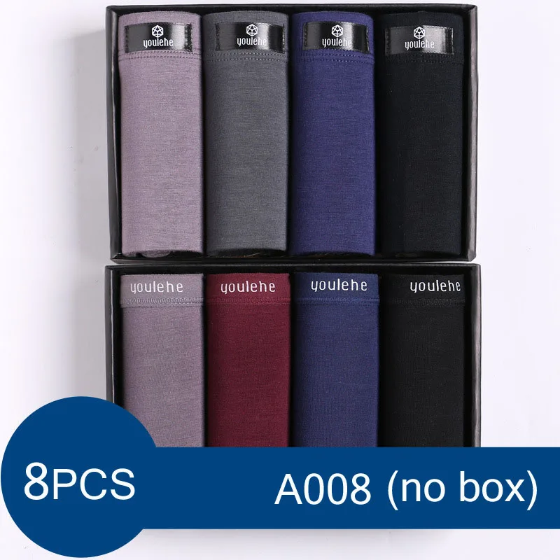 A008 no box Youlehe, 8 шт., модное нижнее белье, боксеры для мужчин, s, боксеры, шорты, мягкие мужские трусы, дышащие сексуальные мужские трусы, Cuecas, Прямая поставка - Цвет: A008 no box