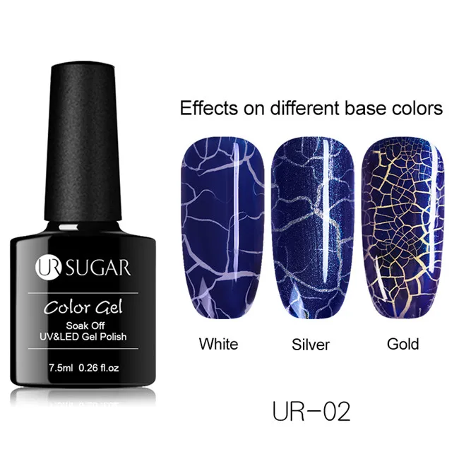 Crackle Gel 2 Ur Sugar 7,5 мл Гель-лак для ногтей Блестящий впитывающий УФ-Гель-лак Полупостоянный эмалированный Гель-лак светящийся гель-Кракле - Цвет: Crackle Gel 2