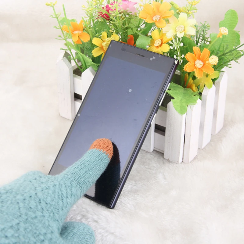 Осенне-зимние перчатки женские шерстяные вязаные варежки Сенсорный экран