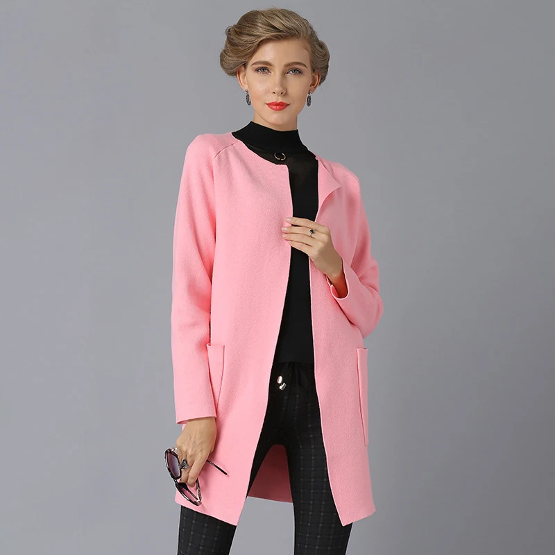 SFFZ 2019 Elegant Female Long Cardigans Open Stitch Knitting Sweater Women O-Neck Oversized Solid White Jacket Coat |