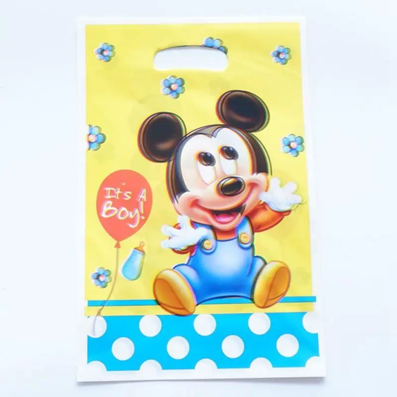 Mickey 40 шт./лот, Радужный Единорог, тема, для детей, для девочек, сувениры, сумки, на день рождения, пластиковые подарки, сумки для детского душа, украшения, вечерние принадлежности - Цвет: Mickey