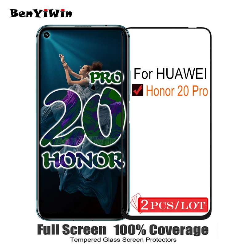 2 шт Полное покрытие закаленное стекло для huawei Honor 20 Pro защита экрана на защитное стекло чехол для YAL-L41 пленка