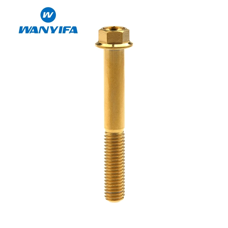 M8x60 Gold Wanyifa M8x15 20 25 30 35, 40 45 50 55 60 65 мм с коротким фланцем Головкой Винт С Титановым болтом для дисковые велосипедные тормозные цвета: золотистый, голубой цвет - Цвет: M8x60 Gold